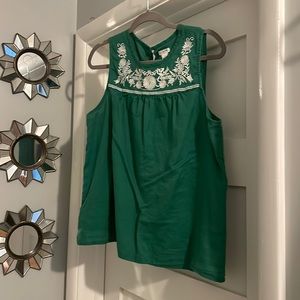 Embroidered cotton/linen tank top
